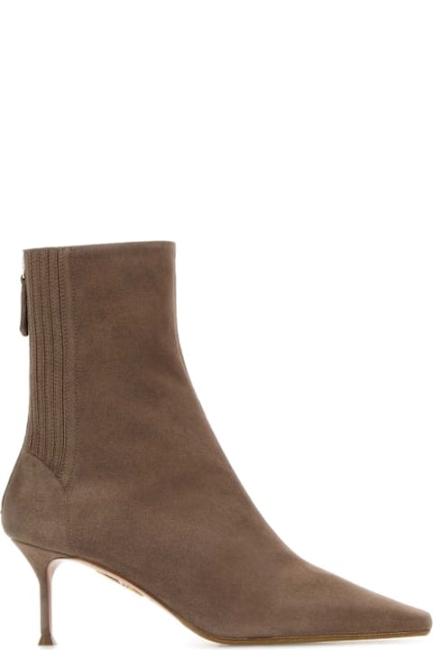 Aquazzura Dove Grey Suede Saint Honor Ankle Boots