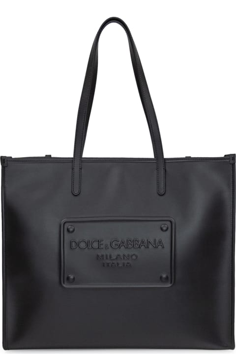 Dolce & Gabbana Totes for Men Dolce & Gabbana Black Leather Shopper