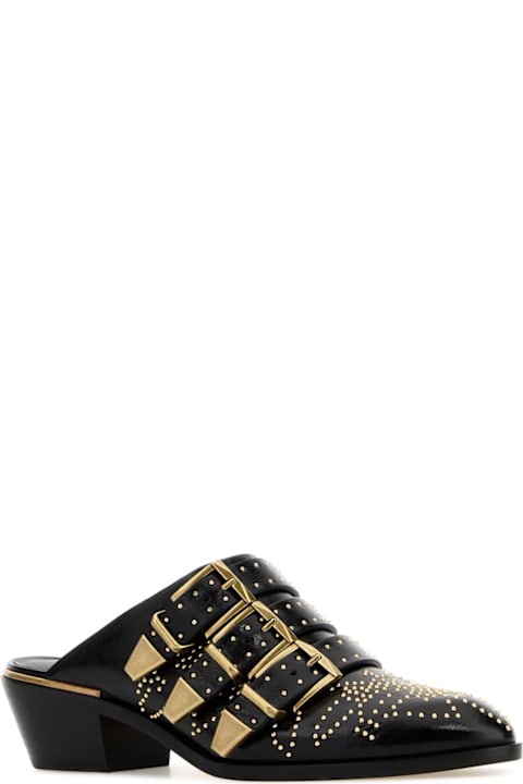 Chloé Black Leather Susan Mules