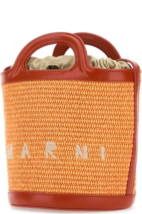 ウィメンズ Marniのバッグ Marni Two-tone Leather And Raffia Tropicalia Bucket Bag