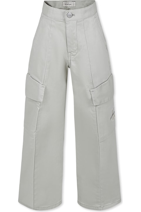 Calvin Klein for Kids Calvin Klein Beige Trousers For Girl With Logo