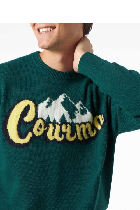 Homeware MC2 Saint Barth Man Crewneck Sweater With Courma Mountains Jacquard