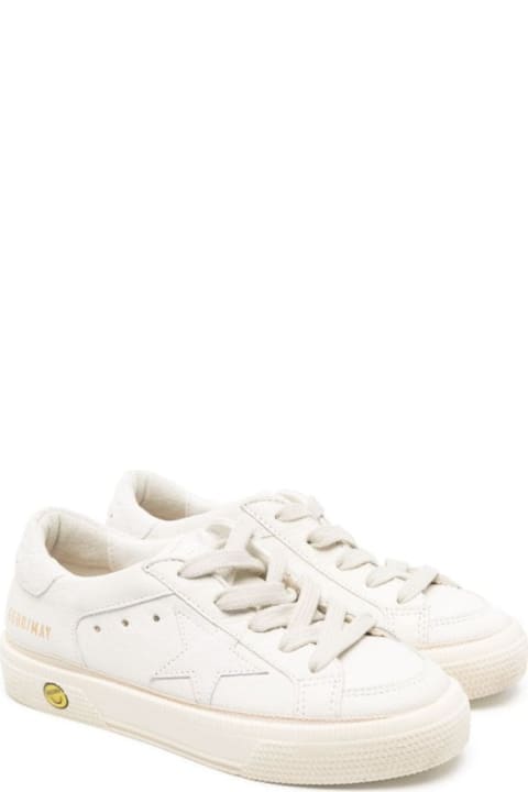 Golden Goose Kidsのセール Golden Goose White Low Top Sneakers With Star Patch In Leather Boy