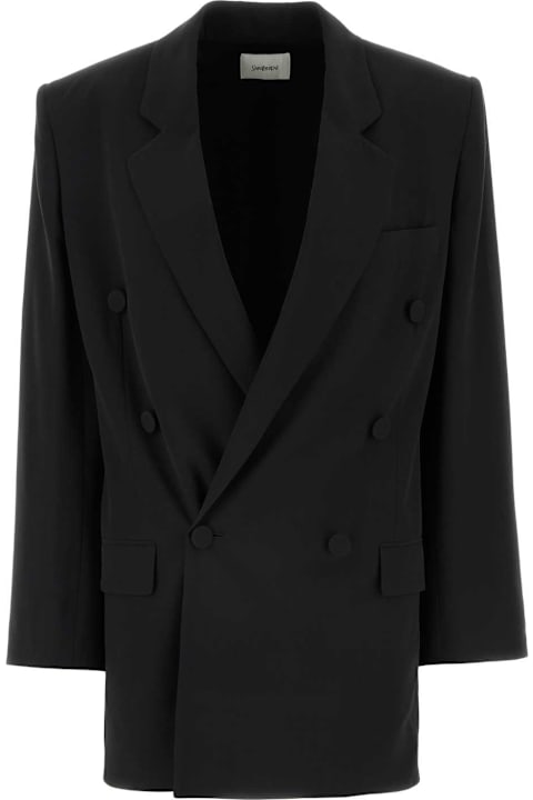 Saint Laurent Coats & Jackets for Women Saint Laurent Black Crepe Blazer