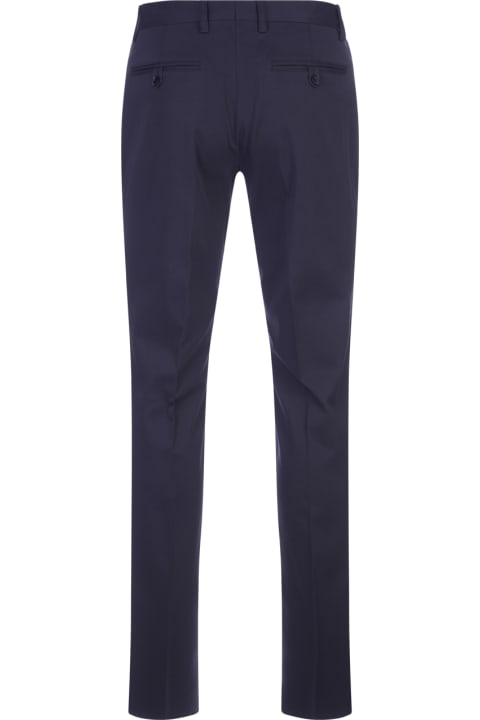 Fashion for Men Etro Classic Trousers In Navy Blue Stretch Cotton
