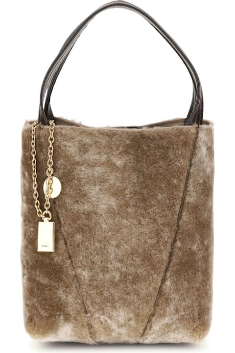 Chloé Shearling Small Spin Tote Bag