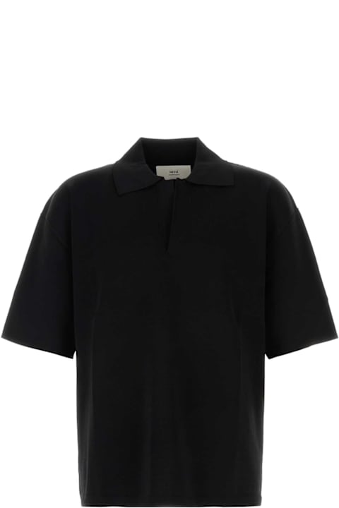 Ami Alexandre Mattiussi for Men Ami Alexandre Mattiussi Black Viscose Blend Oversize Polo Shirt