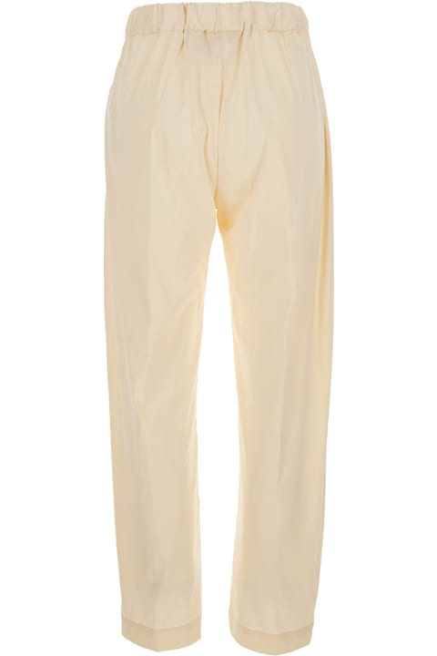 SEMICOUTURE for Women SEMICOUTURE 'buddy' Beige Pants With Elastic Drawstring Waist In Cotton Blend Stretch Woman