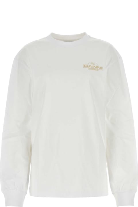 Ganni Fleeces & Tracksuits for Women Ganni White Cotton T-shirt
