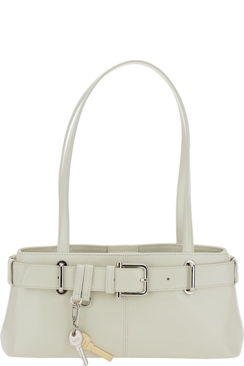 OSOI for Women OSOI 'brocle' White Shoulder Bag With Belt And Pendant Key Details In Leather Woman