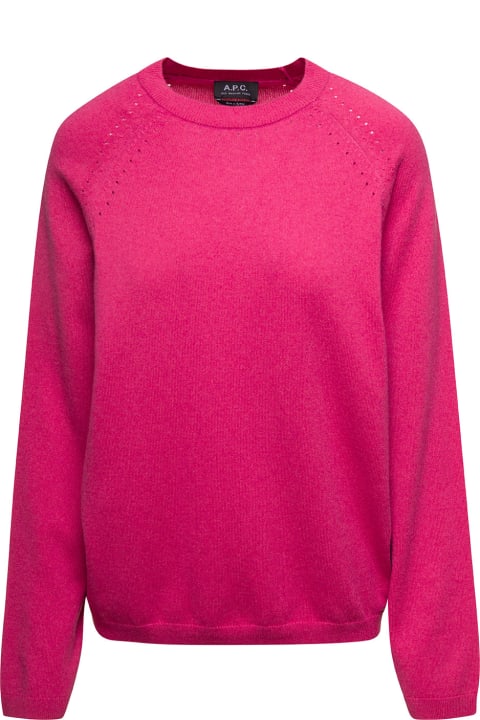 A.P.C. for Women A.P.C. 'rosanna' Fuchsia Crewneck Sweater With Perforated Details In Cotton And Cashmere Woman