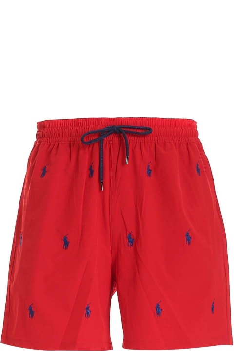メンズ Polo Ralph Laurenのボトムス Polo Ralph Lauren All-over Logo Embroidered Swim Shorts