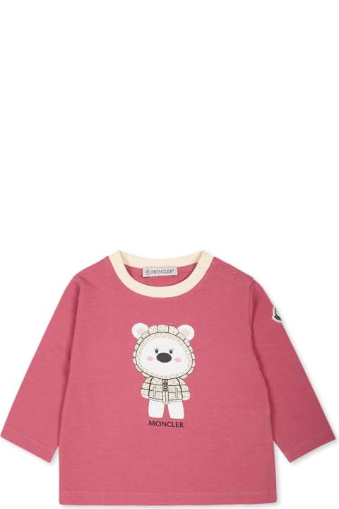 Homeware Moncler Fuchsia T-shirt For Baby Girl With Logo