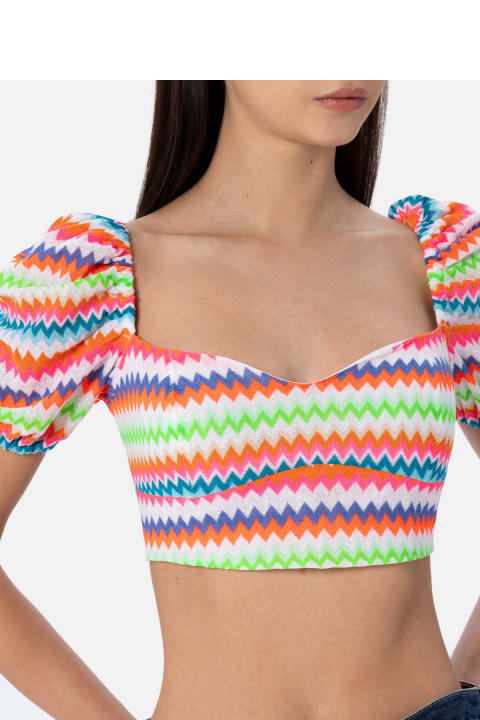 Homeware MC2 Saint Barth Woman Raschel Knit Cropped Top