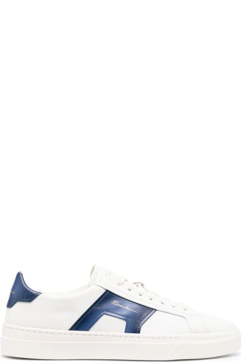 Fashion for Men Santoni White And Blue Leather Sneakers