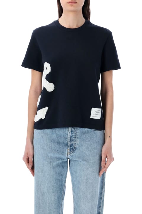 Thom Browne Topwear for Women Thom Browne Boucle Embroidery Tshirt