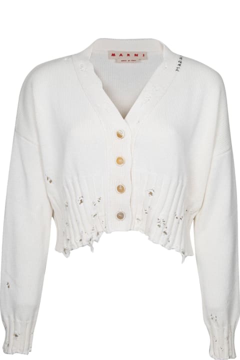 ウィメンズ ニットウェア Marni Cropped Cardigan In White Cotton