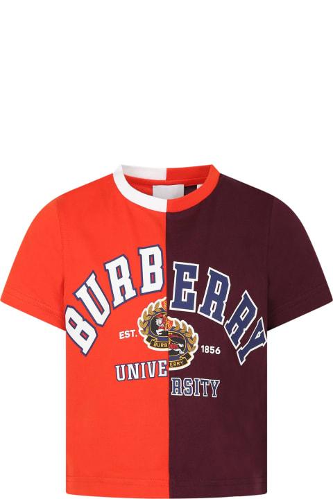 Burberry T-Shirts & Polo Shirts for Boys Burberry Multicolor T-shirt For Boy With Print And Logo