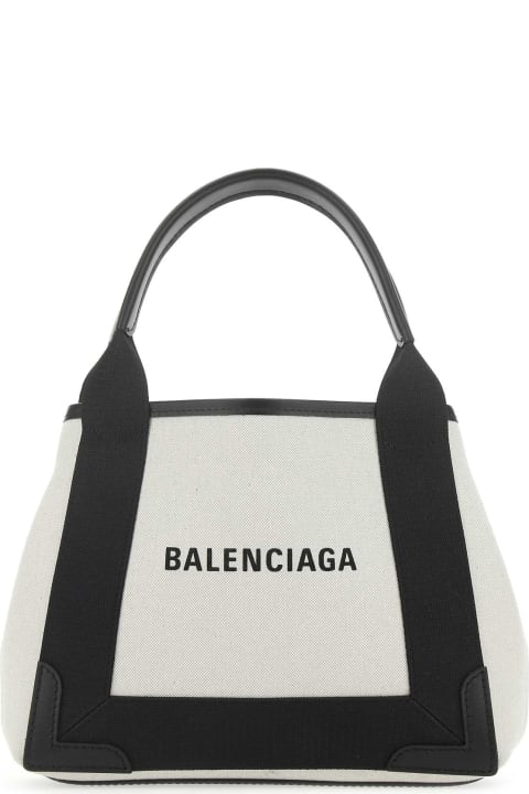 Balenciaga Totes for Women Balenciaga Two-tone Canvas Small Cobas Navy Handbag
