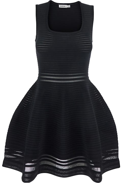 Simkhai for Men Simkhai Black Square Neck Dress With Flared Skirt In Fabric Woman