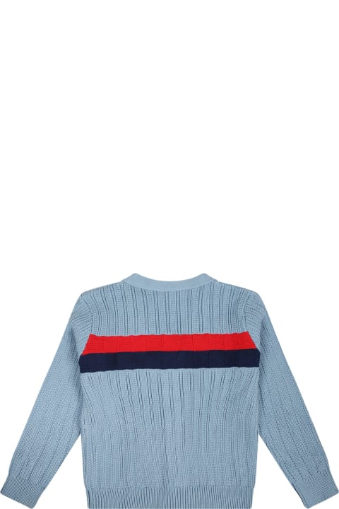 Topwear for Baby Girls Gucci Light Blue Cardigan For Baby Boy