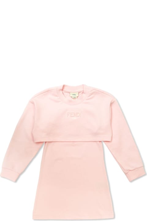 Dresses for Girls Fendi Logo Detailed Long Sleeved Dress