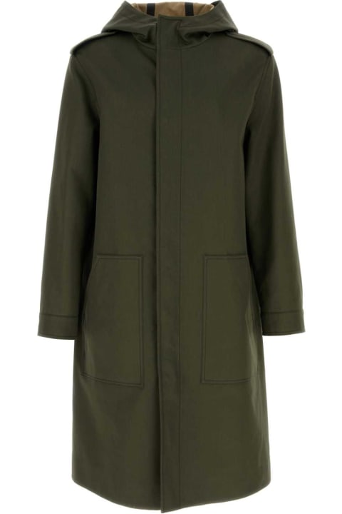 Valentino Garavani Coats & Jackets for Men Valentino Garavani Army Green Cotton Trench Coat