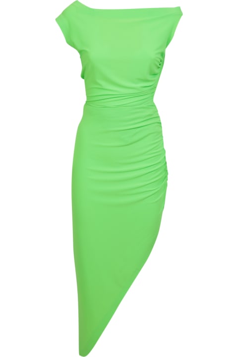 Norma Kamali for Women Norma Kamali Drop Shoulder Neon Green Gown