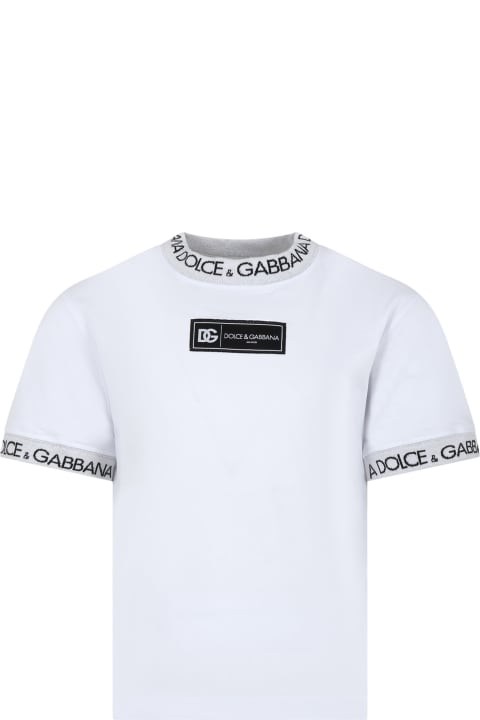 ボーイズ Dolce & GabbanaのTシャツ＆ポロシャツ Dolce & Gabbana White T-shirt For Kids With Logo