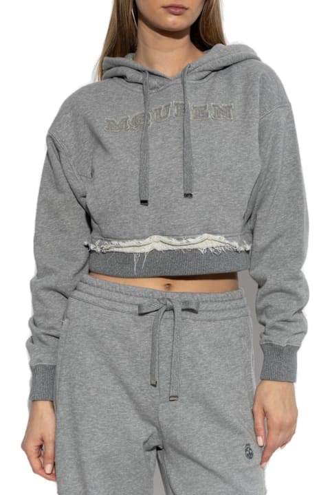 Homeware Alexander McQueen Drawstring Distressed Cropped Hoodie