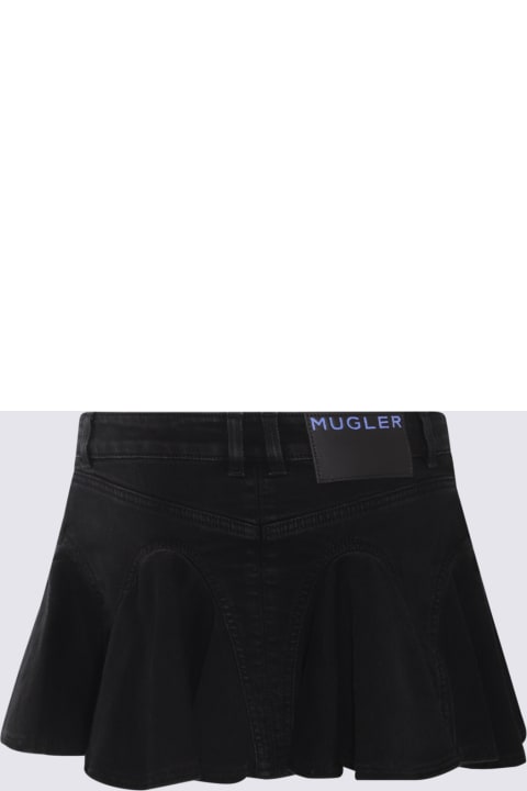 Mugler Skirts for Women Mugler Black Cotton Mini Skirt