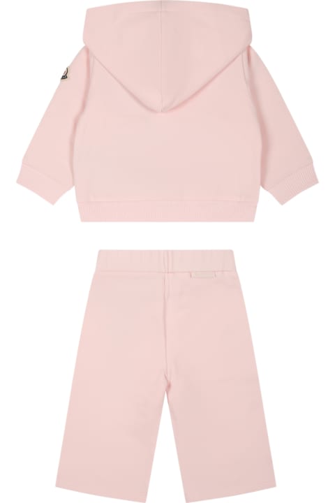 Bottoms for Baby Boys Moncler Pink Suit For Baby Girl With Logo