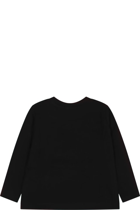 MSGM for Kids MSGM Black T-shirt For Baby Kids With Logo