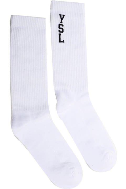 Saint Laurent Clothing for Men Saint Laurent Logo Intarsia Socks
