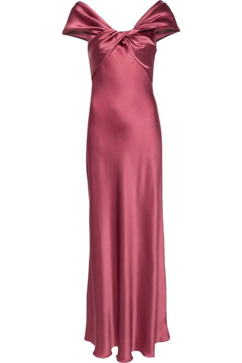 Alberta Ferretti Clothing for Women Alberta Ferretti Long Dark Pink Silk Blend Satin Dress