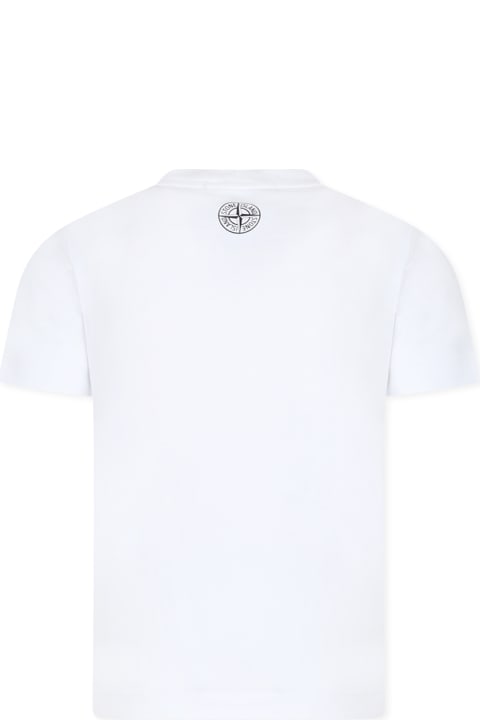 Fashion for Kids Stone Island Junior White T-shirt For Boy With Logo