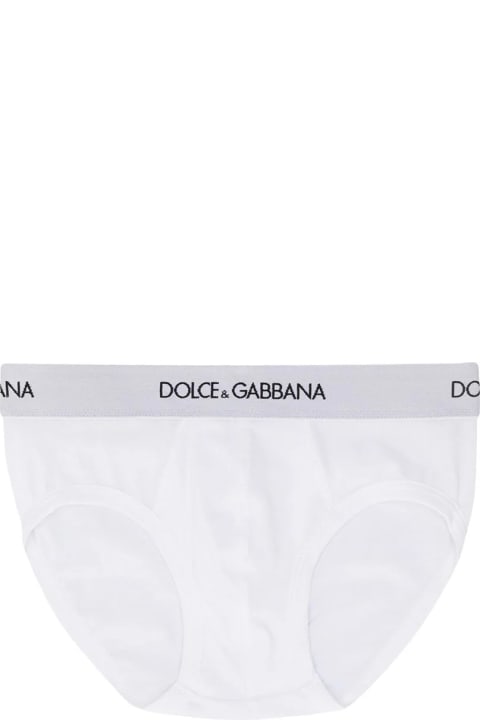 Dolce & Gabbanaのボーイズ Dolce & Gabbana White Bi-pack Briefs With Logo