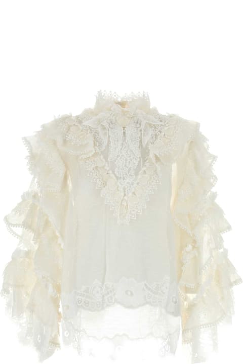 Zimmermann for Women Zimmermann White Linen Blend Crush Blouse