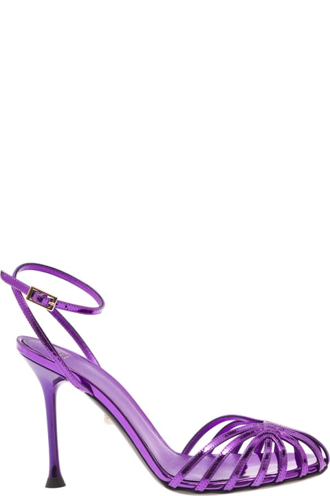 Alevì Shoes for Women Alevì 'ally' Purple Sandals With Stiletto Heel In Metallic Leather Woman