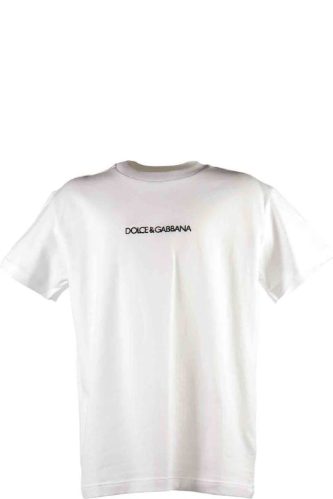 Dolce & Gabbana for Boys Dolce & Gabbana Logo Embroidred Crewneck T-shirt