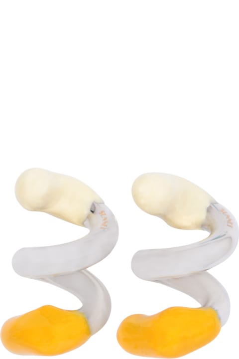 Sunnei for Women Sunnei Fusillo Rubberized Silver/ Beige Earrings