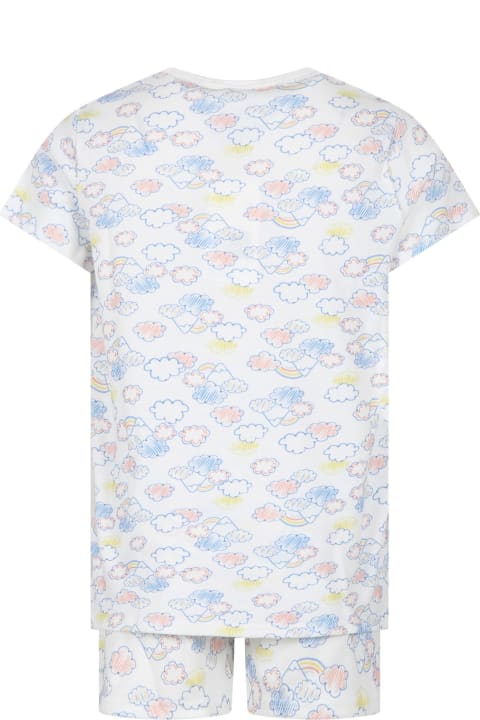 ガールズ Petit Bateauのアンダーウェア Petit Bateau White Pajamas For Girl With Clouds Print