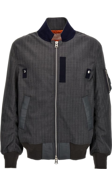 Sacai Coats & Jackets for Men Sacai Pinstriped Bomber Jacket