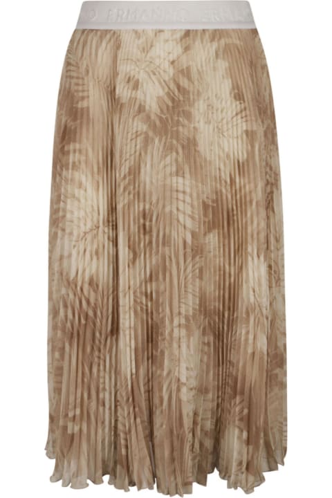 ウィメンズ Ermanno Firenzeのスカート Ermanno Firenze Logo Waist Palm Print Pleated Skirt