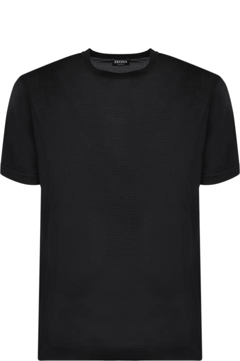 Zegna Men Zegna Zegna Black Silk T-shirt