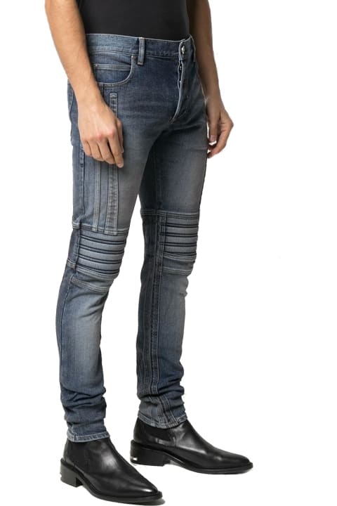 Jeans for Men Balmain Ribbed Slim-fit Denim Jeans