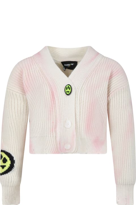 Barrow Sweaters & Sweatshirts for Boys Barrow Ivory Cardigan For Girl With Logo And Smiley