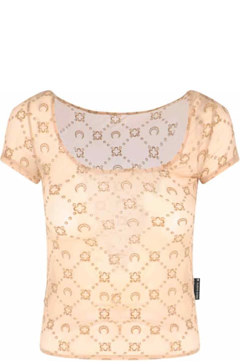 Marine Serre for Women Marine Serre 'moonogram Mesh Flock' T-shirt