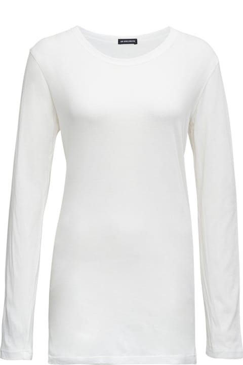 Ann Demeulemeester Sweaters for Women Ann Demeulemeester Denise White Cotton Long Sleeve T-shirt