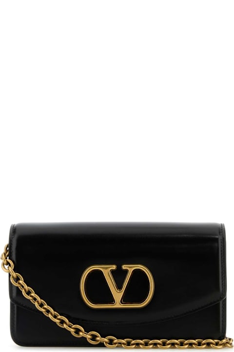 Valentino Garavani for Women Valentino Garavani Black Leather Vlogo Signature Shoulder Bag